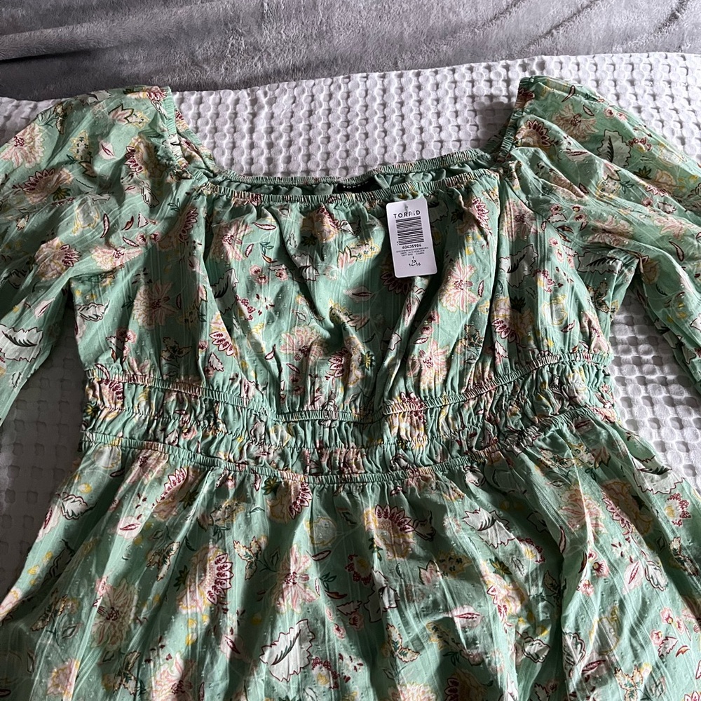 Torrid Floral Green Blouse